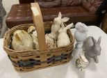 Basket Full of Decorative Rabbits