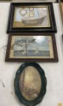 Group of 3 Prints Framed Featuring Bathroom, Sailboats, and Poem About God