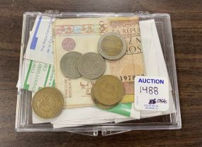 Case of Money Paper Bill and Coins