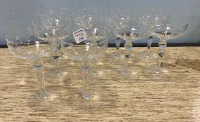 10 Early Vintage Cut Floral Champagne Glasses