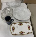 Grouping of Porcelain and Glass Serving Plates and Platters