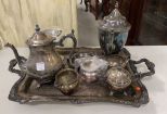 Silverplate Tea Service Set and Compote