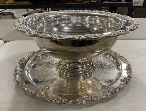 Sheridan Silver Plate Punch Bowl and Under Plate