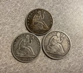 Three 1800's Seated Liberty Half Dollars