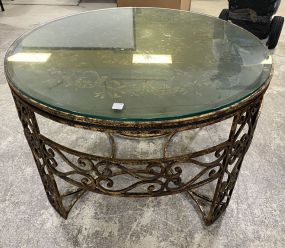 Italian Style Gold Leaf Painted Round Coffee Table