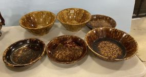 Vintage Glazed Stoneware Plates and Bowls