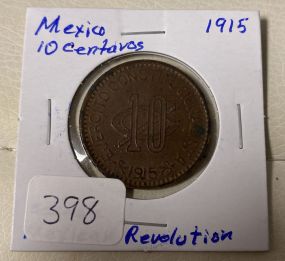 1915 10 Centavos Mexican Revolution Era