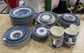 Currier & Ives Blue and White Pottery Set