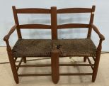 Painted Primitive Style Double Chair Bench