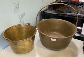 Two Old Brass Cooking Pots