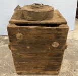 Vintage Wood Crate with Glass Bottle Inside