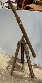 Antique Brass Telescope on Wood Stand