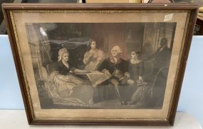 Washington and His Family Vintage Print