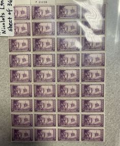 Nicolets Landing Sheet of 36 Stamps