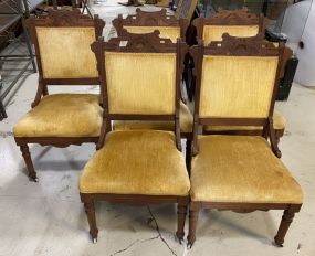 Five Mahogany Eastlake Victorian Parlor Chairs