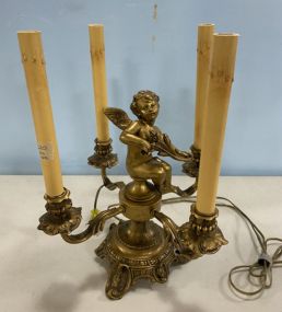 Metal Victorian Style Cherub Lamp