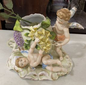 Porcelain Cherub Figure Vase