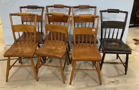 Seven Hitchcock Style Primitive Side Chairs
