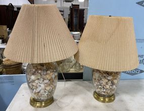 Pair of Large Sea Shell Vase Lamps
