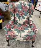 Century Floral Queen Anne Wing Back Chair