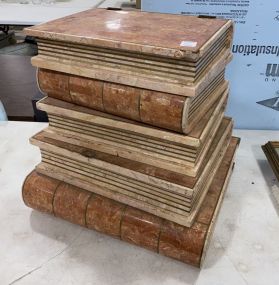 Wood and Alabaster Stacked Book Storage Table