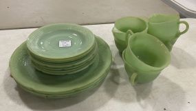 Fire King Jadeite Plates, Saucers, and Cups
