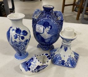 Three Delft Pieces and Rowland Marsellus Vase