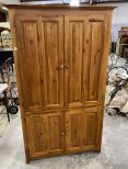 Large Oak Insert Corner Cabinet