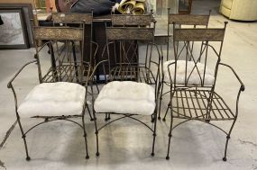 Six Wrought Iron Dining Chairs