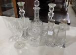 Clear Glass Candle Sticks, Decanter, Goblets, Jam, and Canisters