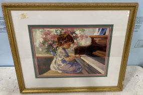 Framed Print of Child Playing Piano