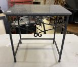 Small Iron Marble Top Side Table