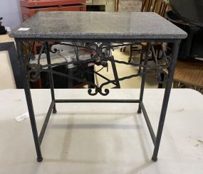 Small Iron Marble Top Side Table