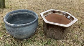 Two Pottery Outdoor Planters