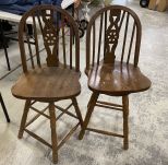 Pair of Oak Swivel Bar Stools