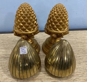 Resin Pineapple Bookends and Brass Bookends