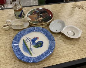 Porcelain Plates, Gravy Boat, Beer Stein, Norman Rockwell Plate