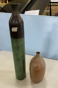 Metal Tall Vase and Pottery Vase