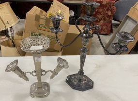 Two Silver Plate Candelabras