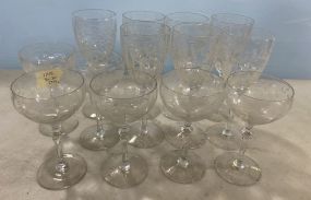 13 Etched Crystal Stemware