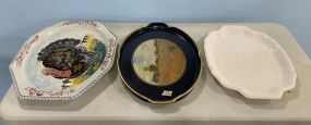 Turkey Platter, Ceramic Platter, and Plastic Tray