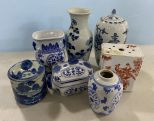 7 Blue and White Chinese Pieces