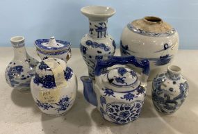 7 Chinese Blue and White Porcelain Vases