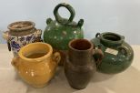 Five Pieces of Vintage Pottery Vases