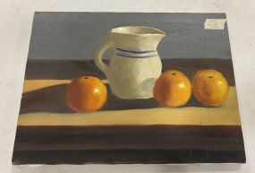 Still Life Painting of Oranges and Pitcher
