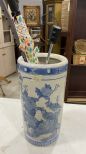 Blue and White Umbrella Vase