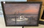Signed Fishing Boat Painting