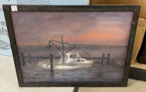 Signed Fishing Boat Painting