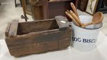 Dog Biscuits Bucket and Wood Hand Crafted Box