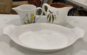 California Porcelain Tray, and Two Porcelain Pitchers